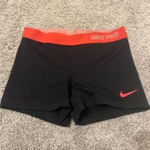 Nike Women's Athletic Shorts Black with Red Waistband